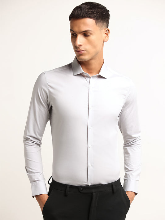 WES Formals Grey Solid Ultra Slim Fit Shirt