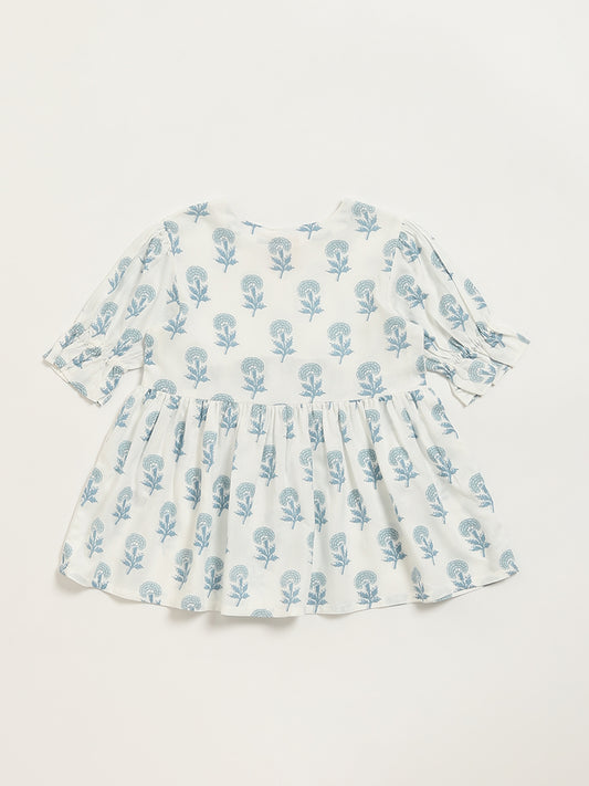 Utsa Kids White Floral Printed A-Line Dress (2 - 8yrs)