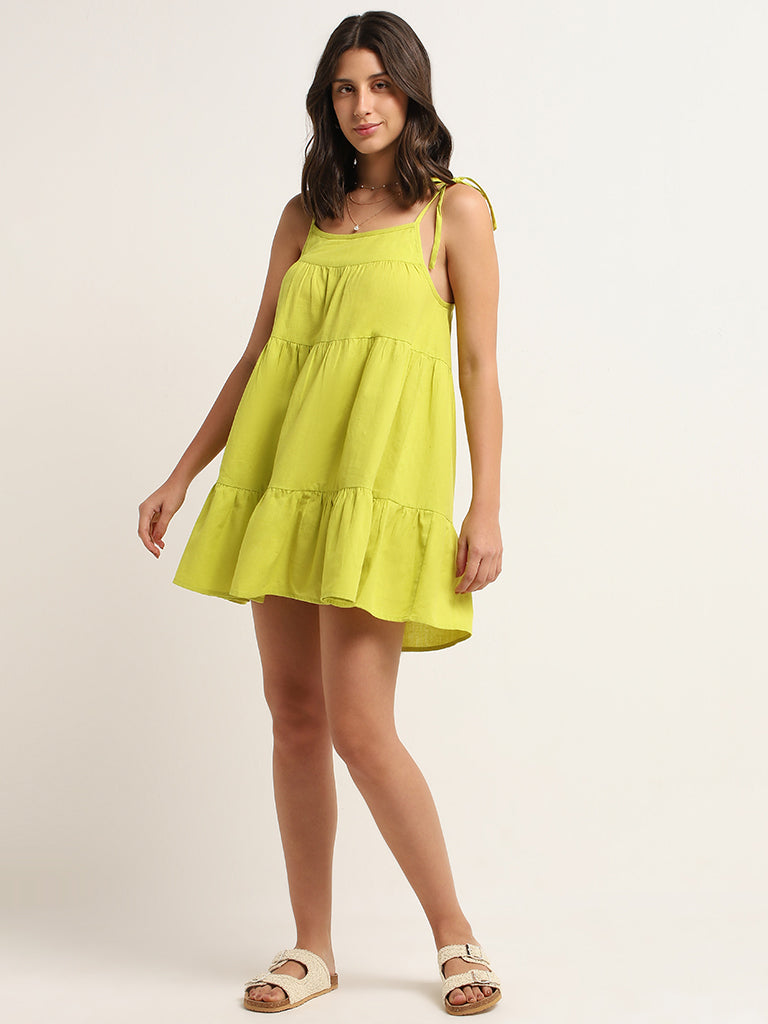 Wunderlove Lime Cotton Beach Dress