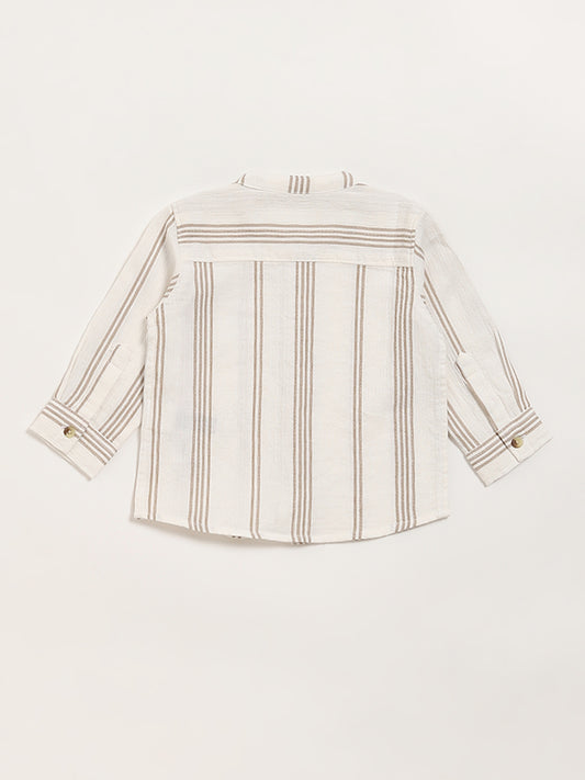 HOP Baby Off-White Striped Shirt
