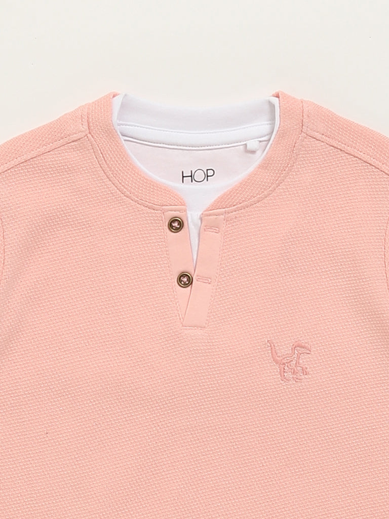 HOP Kids Pink Henley T-Shirt