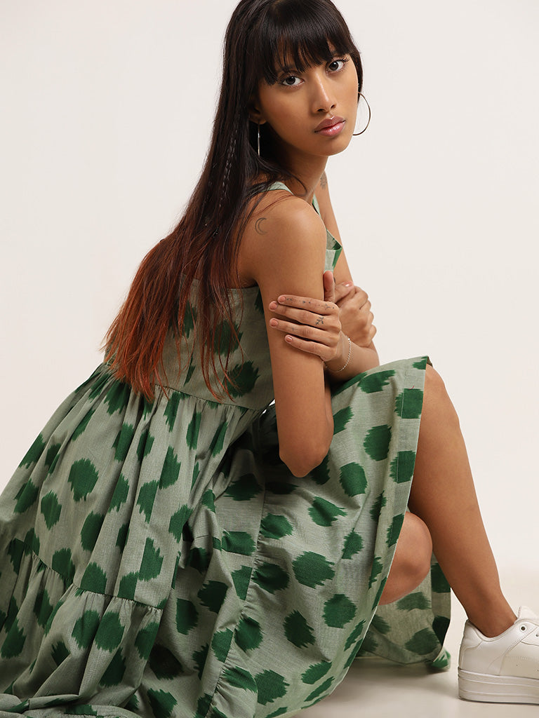 Bombay Paisley Green Printed Cotton Maxi Dress