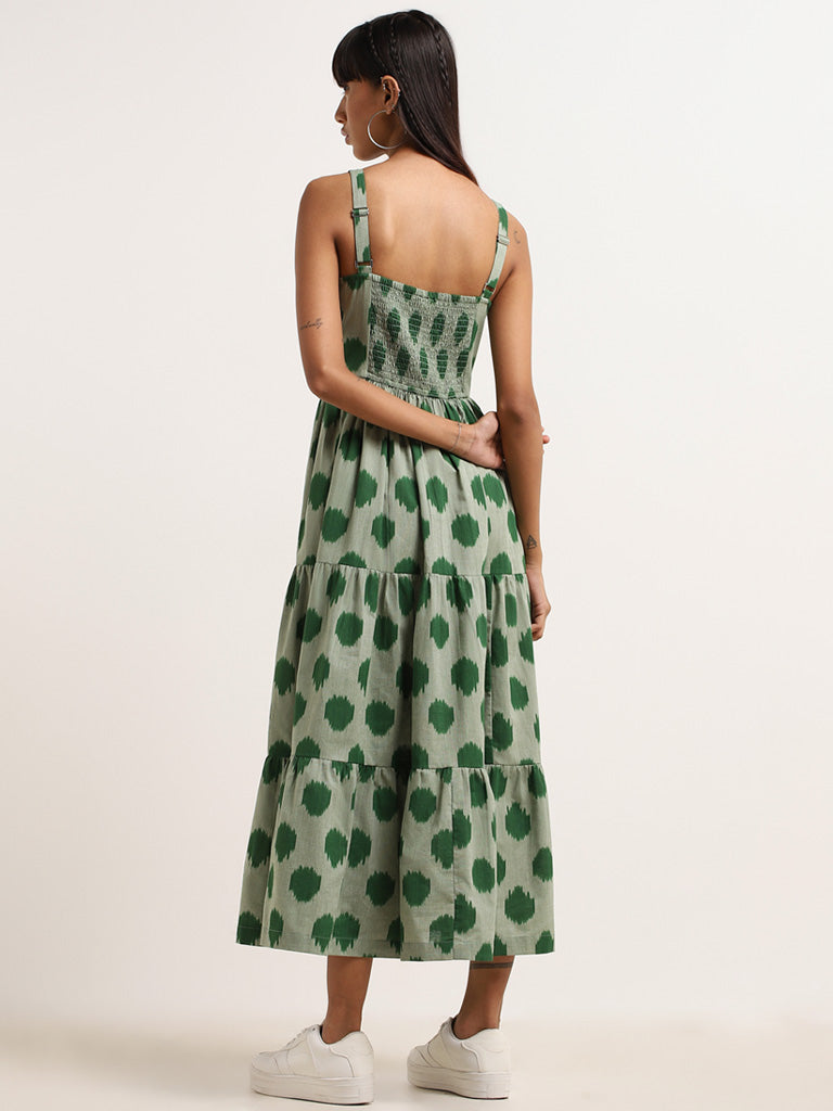 Bombay Paisley Green Printed Cotton Maxi Dress