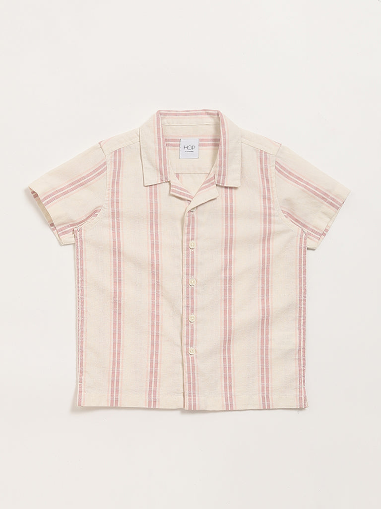 HOP Kids Dusty Pink Textured Short-Sleeved Shirt