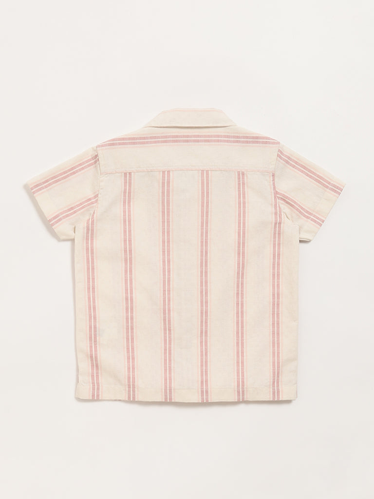 HOP Kids Dusty Pink Textured Short-Sleeved Shirt