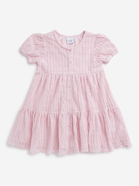 HOP Kids Pink Embroidered Dress