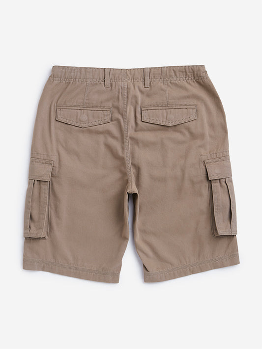 Y&F Kids Brown Relaxed Fit Cargo Shorts
