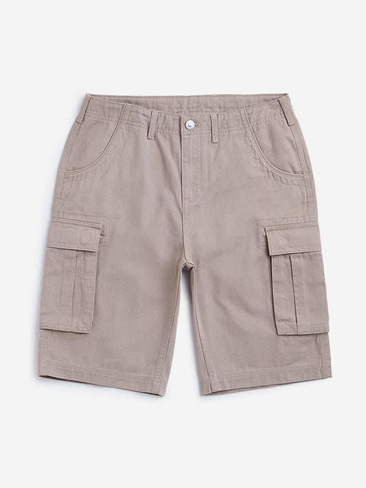 Y&F Kids Taupe Mid Rise Cargo Shorts