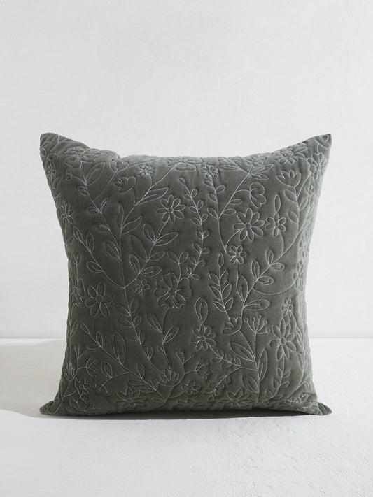 Westside Home Green Leaf Quilted Cushion Cover