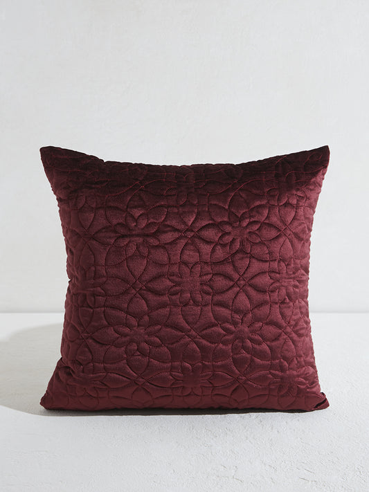 Westside Home Burgundy Geometrical Floral Pattern Cushion Cover