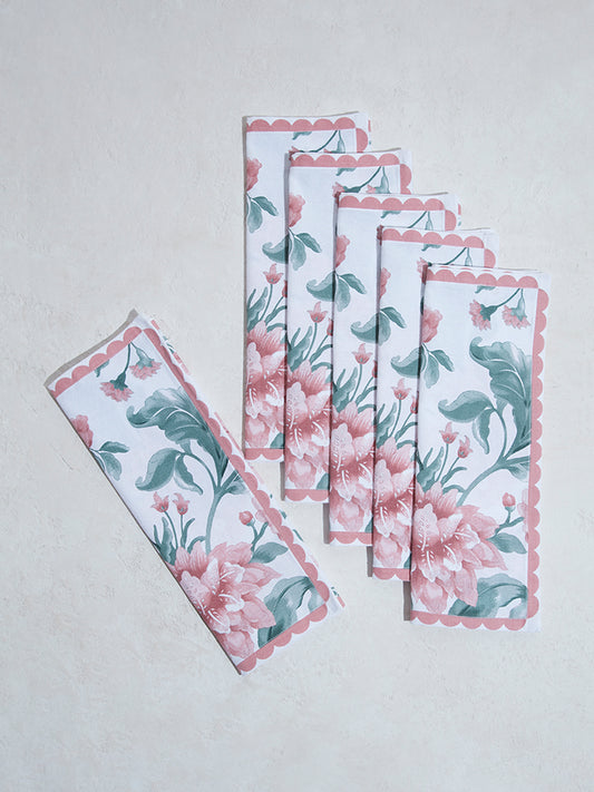 Westside Home Dusty Pink Floral Printed Placemats (Set of 6)