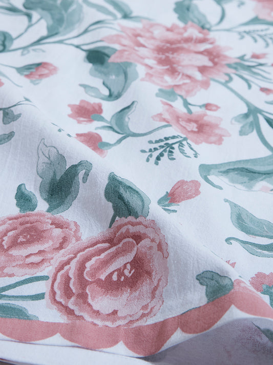 Westside Home Dusty Pink Oriental Floral Table Cloth