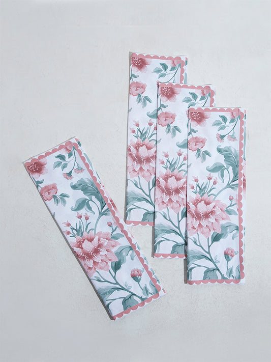 Westside Home Dusty Pink Floral Printed Napkins (Set of 4)