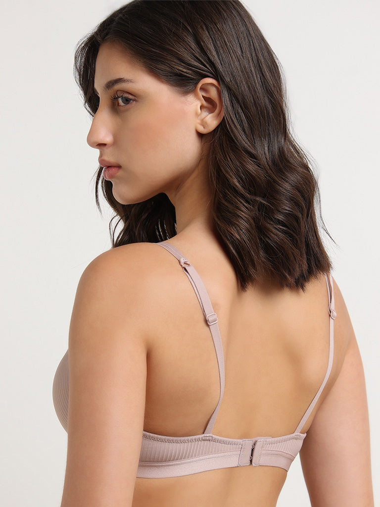 Wunderlove Light Taupe Ribbed Wired Bra