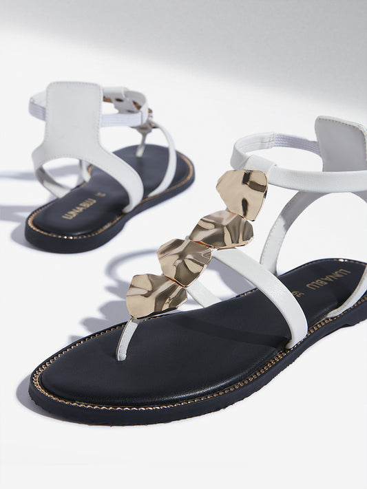 LUNA BLU White Hardware Detailed Gladiator Sandals