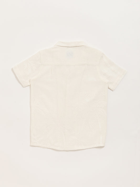 HOP Kids Off-White Patterned-Knit Resort Shirt