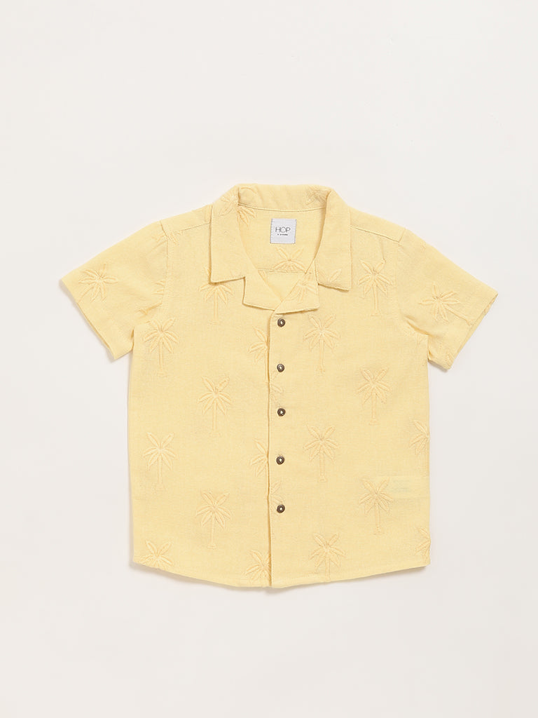HOP Kids Yellow Patterned-Knit Resort Shirt