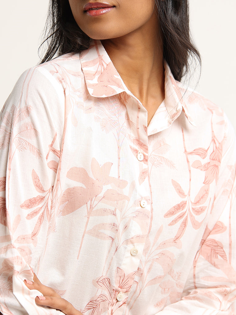 Utsa Peach Leaf Printed Cotton Tunic