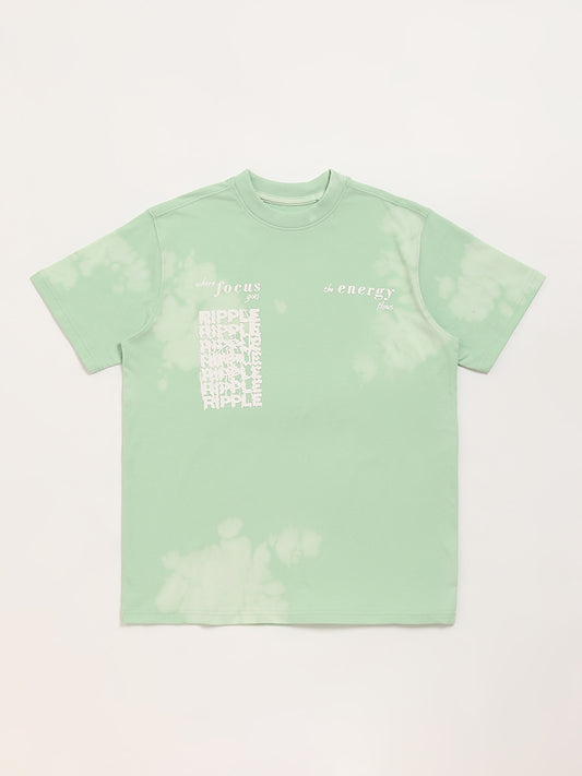 Y&F Kids Green Embossed T-Shirt