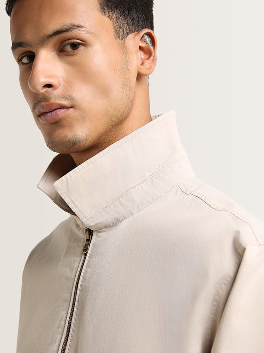Ascot Beige Relaxed Fit Bomber Jacket