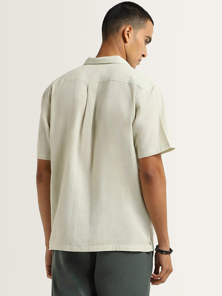 ETA Green Embroidered Relaxed Fit Shirt