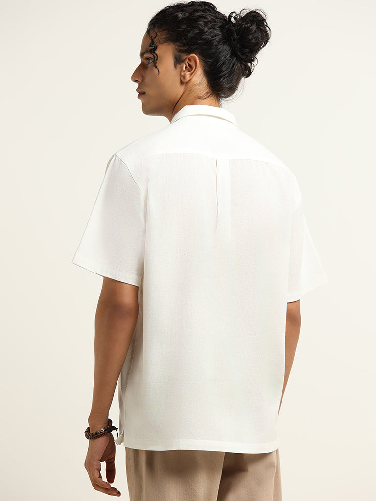 ETA Off-White Embroidered Cotton Relaxed Fit Shirt
