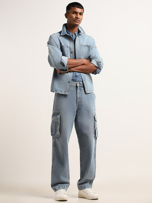 Nuon Blue Relaxed Fit Mid Rise Jeans  