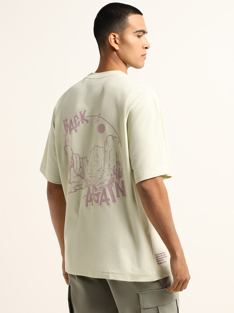 Nuon Green Printed Relaxed Fit T-Shirt