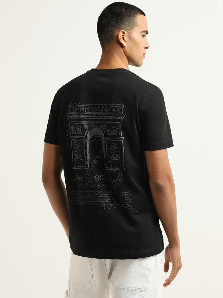 Nuon Black Printed Slim Fit T-Shirt