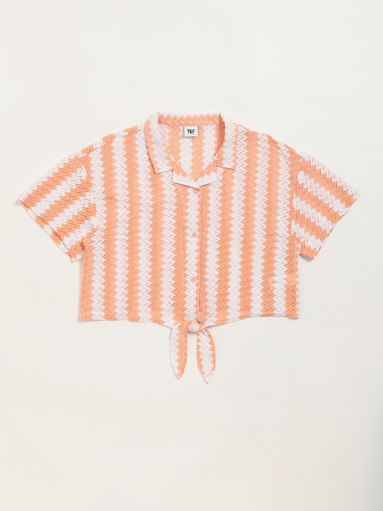 Y&F Kids Peach Mesh Crop Shirt