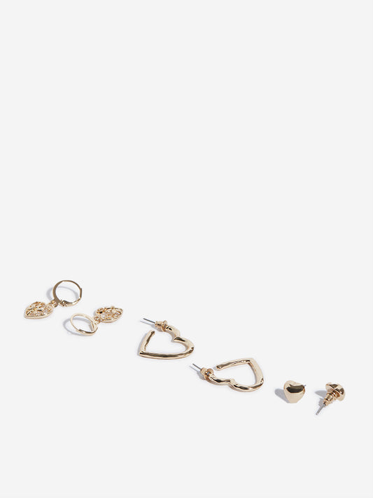 Westside Accessories Gold Earrings Set - Pack of 3