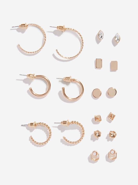 Westside Accessories Rose Gold Earrings Set - Pack of 9