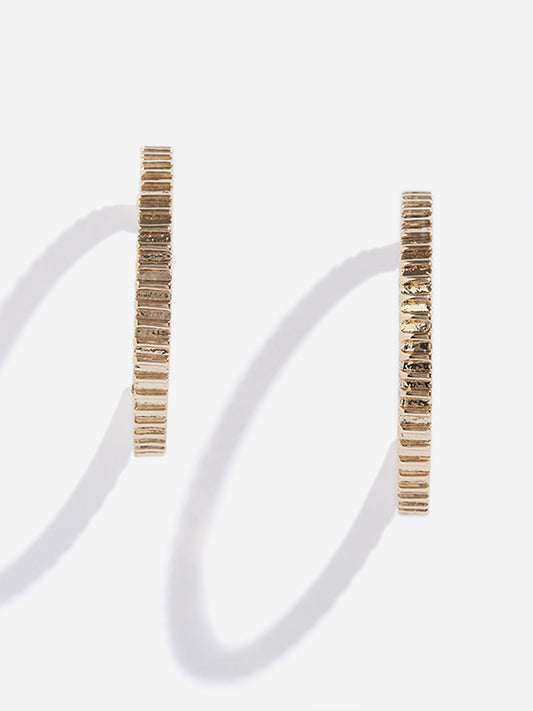 Westside Accessories Gold Textured Hoop Earrings