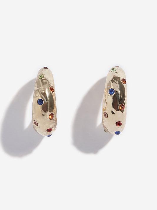 Westside Accessories Multicolour Rhinestone Hoop Earrings