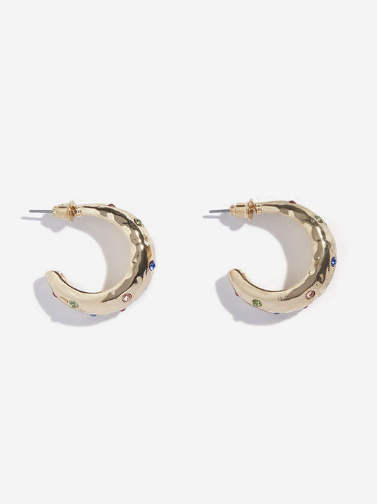 Westside Accessories Multicolour Rhinestone Hoop Earrings