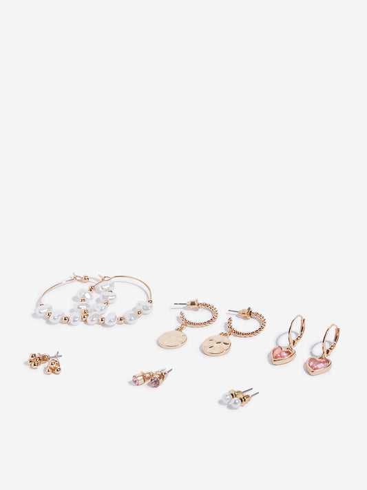 Westside Accessories Rose Gold Earrings Set - Pack of 6