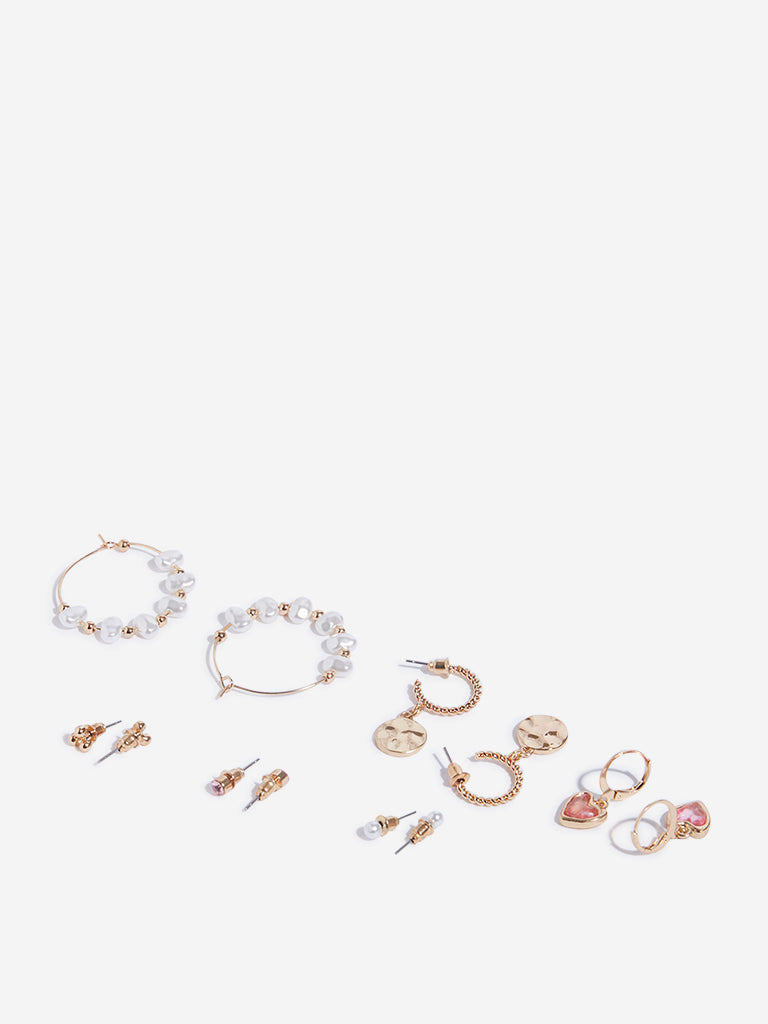 Westside Accessories Rose Gold Earrings Set Pack of 6