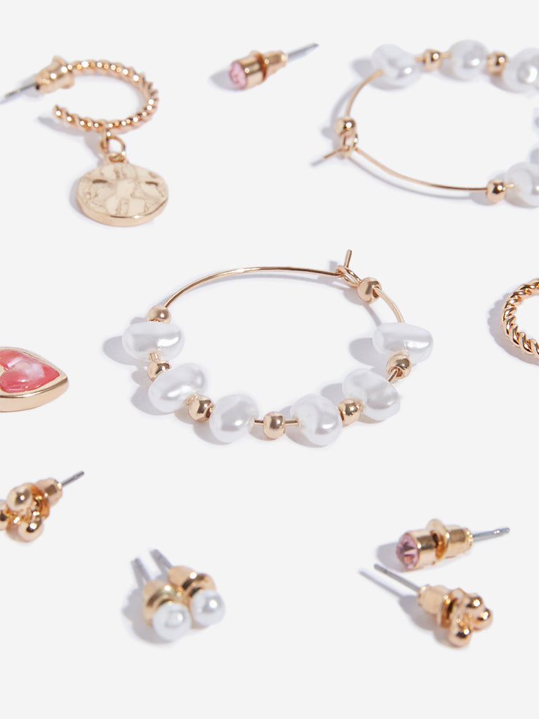 Westside Accessories Rose Gold Earrings Set Pack of 6