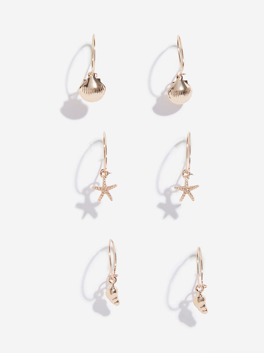 Westside Accessories Gold Hoop Earrings Set - Pack of 3