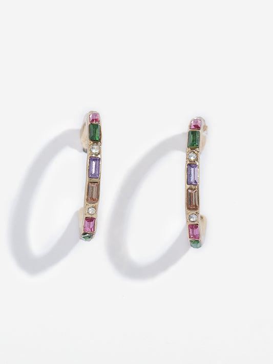 Westside Accessories Multicolour Stone Hoop Earrings