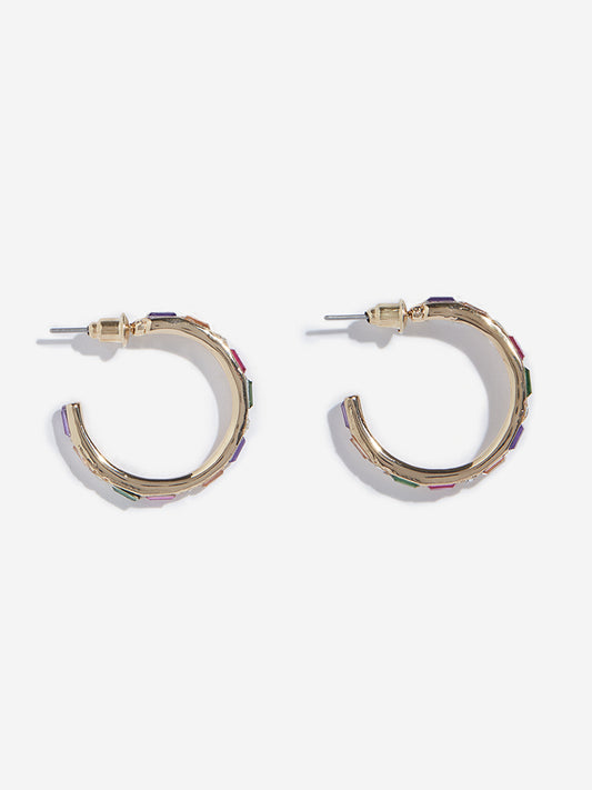 Westside Accessories Multicolour Stone Hoop Earrings