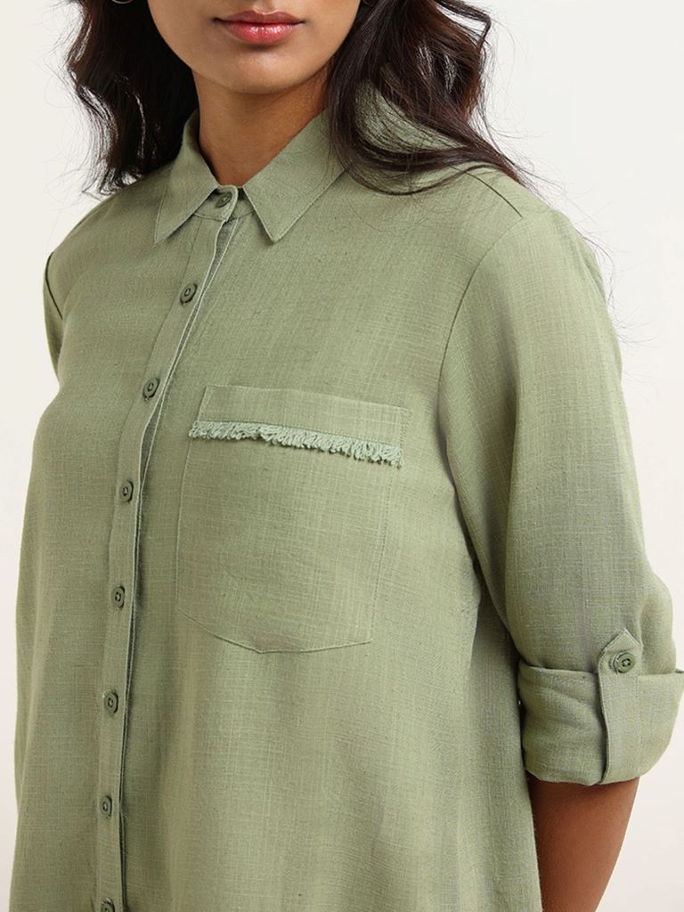 LOV Self-Patterned Green Shirt
