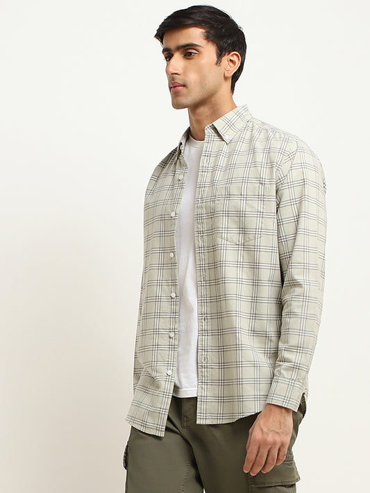WES Casuals Checks Sage Relaxed Fit Shirt