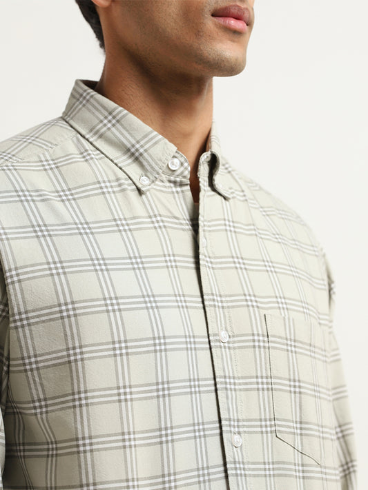 WES Casuals Checks Sage Relaxed Fit Shirt