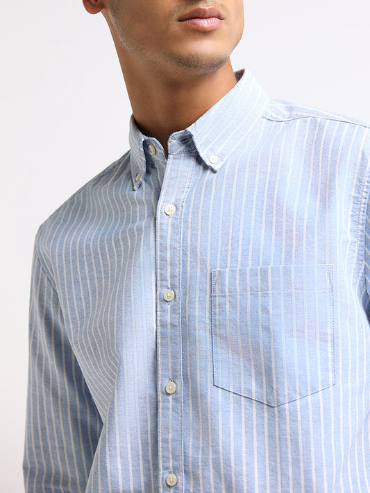 WES Casuals Blue Relaxed Slim Fit Shirt