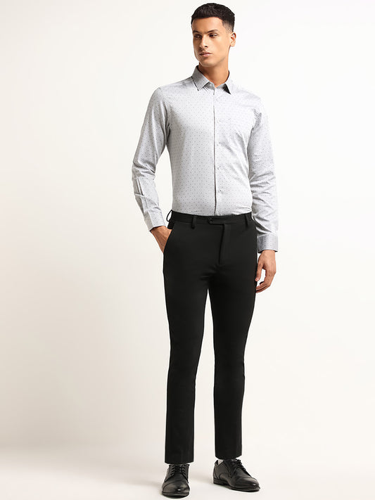WES Formals Grey Printed Slim Fit Shirt