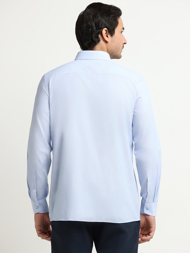 WES Formals Blue Printed Slim Fit Shirt
