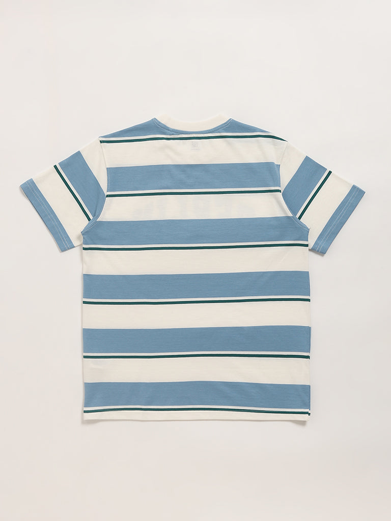 Y&F Kids Blue Striped T-Shirt