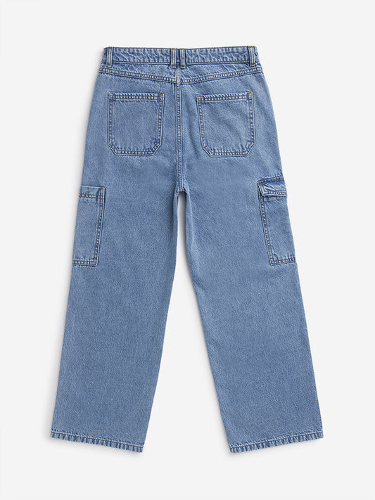 Y&F Kids Blue Cargo-Style Mid Rise Jeans