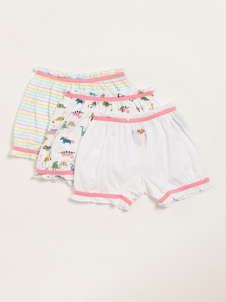 HOP Kids Multicolor Assorted Cotton Bloomers - Pack of 3